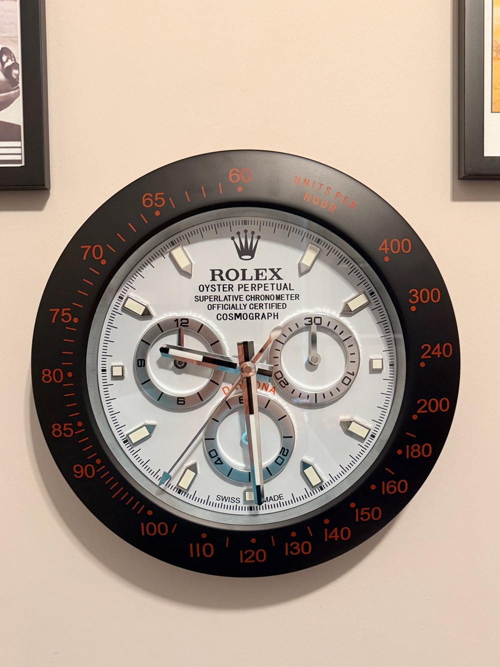 ROLEX Daytona Black /White / Red Wall Clock - Panda